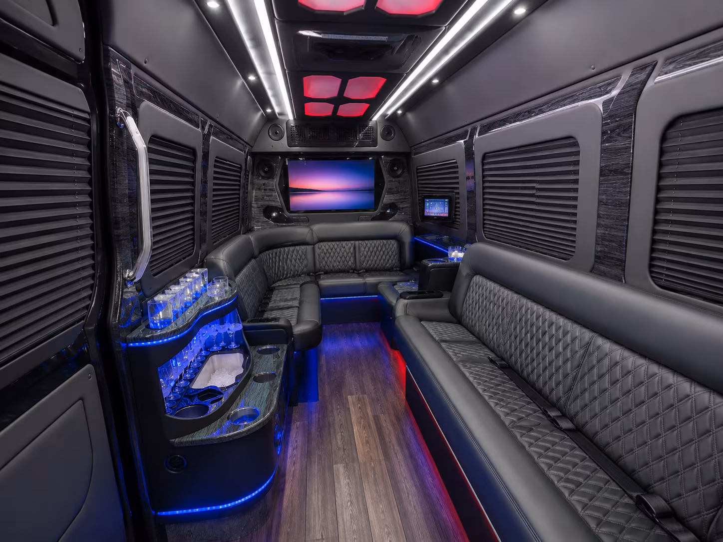 rock hill 20 passenger party bus inside